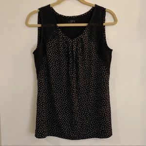 LOFT Polka Dot Lace Sleeveless Blouse Size M